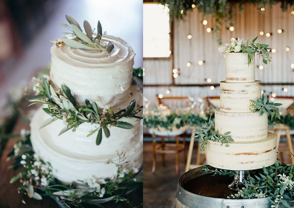 wedding cake with leaves topping